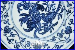 8.8 china antique ming dynasty xuande mark porcelain bird pattern fruit plate