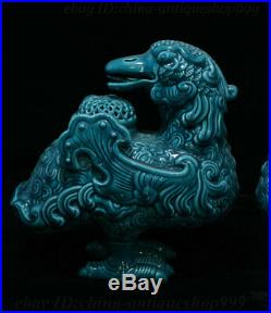 8 China Porcelain Carved Bird Phoenix Beast Incense Burner Censer Statue Pair