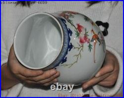 8 China pastel Blue&white porcelain Peach bird Zun Cup Bottle Pot Vase Statue