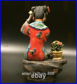 8 Chinese Shiwan Porcelain Pottery Classical beauty Belle Women Flower basket T