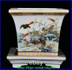 8 Guangxu Marked Famille Rose Porcelain Flower Bird Crane Potted Plants Bonsai