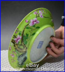 8 Marked China Celadon Glaze Porcelain Hand Drawing Flower Bird Plate Tray dish