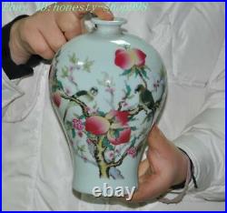 8 Marked chinese wucai porcelain peach bird text statue Bottle Pot Vase Jar