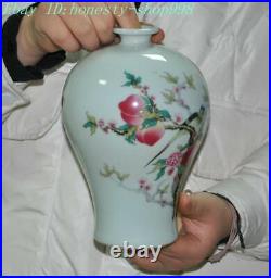 8 Marked chinese wucai porcelain peach bird text statue Bottle Pot Vase Jar