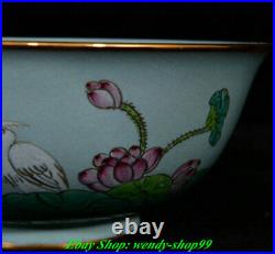 8 Old China Song Dynasty Ru Kiln Porcelain Gilt Louts Flower Bird Bowl Bowls