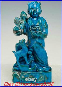 8 Old China Zhou Dynasty Chai Kiln Porcelain Marriage God Hexian Statue Pair