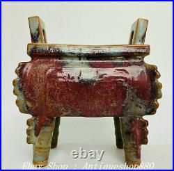 8 Old Chinese Song Dynasty Jun Kiln Porcelain Ding Incense Burner Censer