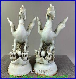8 Old Chinese Song Dynasty Ru Kiln Porcelain Phoenix Phenix Bird Statue Pair