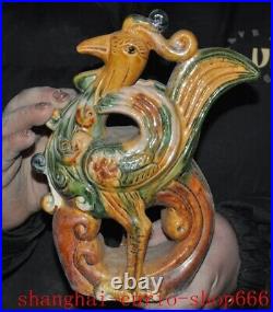 8dynasty tangsancai Pottery porcelain wealth Phoenix bird sculpture statue
