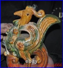 8dynasty tangsancai Pottery porcelain wealth Phoenix bird sculpture statue