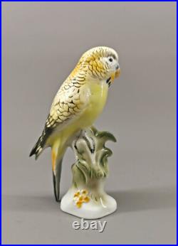 9924099-d Porcelain Figurine Wagner&Apel Budgie Bird Yellow H20cm
