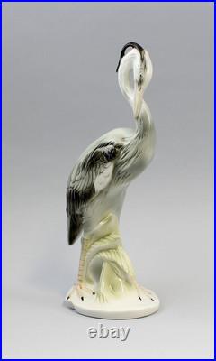 9942269 Gray Herons Wagner & Apel Porcelain Figurine Bird H23cm