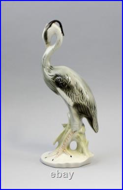 9942269 Gray Herons Wagner & Apel Porcelain Figurine Bird H23cm