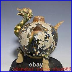 9China dynasty Ancient tangsancai Pottery porcelain bird beast Teapot tank pot