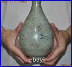 9China dynasty Korean Korea Porcelain Crane bird statue Zun Bottle Pot Vase Jar