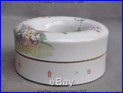 9Old China Wucai Porcelain Bird Longevity god Boy Statue Tank Crock Box Boxes A