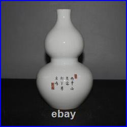 9.1 China Famille Rose Porcelain Freehand Sketching Flower Bird Gourd Vase