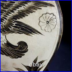 9.2Old Porcelain Song dynasty cizhou kiln Black White flower bird pillow Statue
