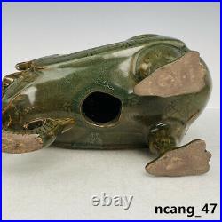 9.2 pair Antique Song dynasty long quan kiln Porcelain cyan glaze bird Statue