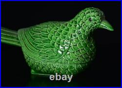 9.4 Old Chinese Green Glaze Porcelain Dynasty Palace Bird Box Statue