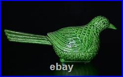 9.4 Old Chinese Green Glaze Porcelain Dynasty Palace Bird Box Statue