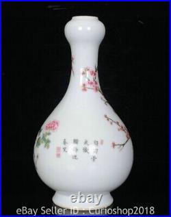 9.4 Qianlong Marked Enamel Colour Porcelain Bird Flower Pattern Vase Bottle