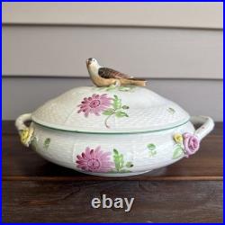 9.5 Rothschild Bird Top Tureen Herond Hungary Handpainted Porcelain Vintage