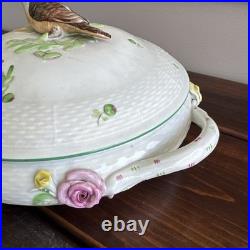 9.5 Rothschild Bird Top Tureen Herond Hungary Handpainted Porcelain Vintage