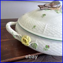 9.5 Rothschild Bird Top Tureen Herond Hungary Handpainted Porcelain Vintage