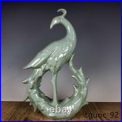 9.6 Old Antique Song dynasty ru kiln Porcelain cyan glaze phoenix bird Statue