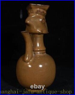 9.6 Old China Song Dynasty Guan kiln porcelain Phoenix bird statue bottle vase