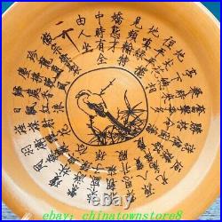 9.8 Chai Kiln Porcelain Magpie Bird Bamboo Inscription Engrave Words Dish Plate