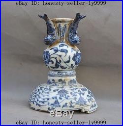 9 A old china Blue and White Porcelain fish phoenix bird statue Bottle Pot Vase