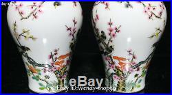 9 China Color Porcelain Magpie Bird Tree Flower Vase Bottle Flask pot Pair