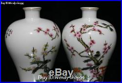 9 China Color Porcelain Magpie Bird Tree Flower Vase Bottle Flask pot Pair