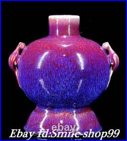 9 China Song Dynasty Jun Kyin Porcelain 2 Bird Phoenix Phenix Vase Bottle Pot