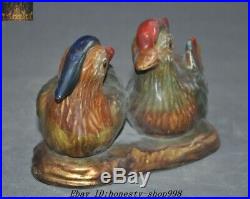 9 Chinese Pottery Wucai porcelain Auspicious Lucky Bird mandarin duck Statue