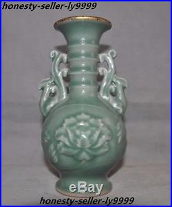 9 Chinese Ru kiln old porcelain glaze flower bird Statue Bottle Pot Vase Jar