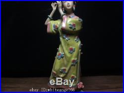9 Chinese old shiwanci porcelain Hand painting Beauty flower bird statue