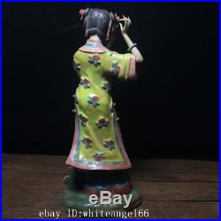 9 Chinese old shiwanci porcelain Hand painting Beauty flower bird statue