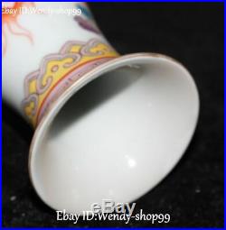 9 Color Porcelain Feng Shui Dragon Phoenix Fenghuang Bird Vase Bottle Jar Pair