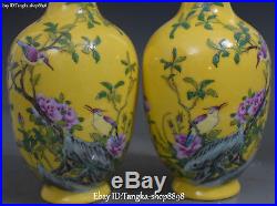 9 Color Porcelain Peony Peonies Flower Bird Flower Vase Bottle Statue Pair