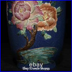 9 Marked Color Porcelain Peony Flower Magpie Parrot Bird Vase Bottle Jar Pair
