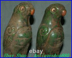 9 Old Chinese Tang Sancai Porcelain Stand Bird Birds Animal Statue Pair