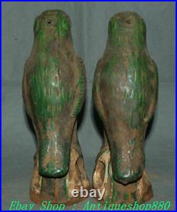 9 Old Chinese Tang Sancai Porcelain Stand Bird Birds Animal Statue Pair