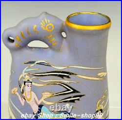 9 Song Dynasty Jian Kiln Porcelain Gilt Flying Beauty Kids Carry Bottle Vase