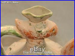 9 Tang Sancai Pottery Porcelain Carved Phoenix Bird Wine Teapot Flagon Statue