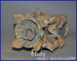 9old China Tangsancai pottery porcelain bird Candle Holder Candlestick statue