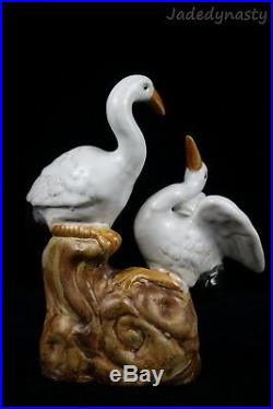 A Chinese Beautiful White Glaze Porcelain Crane Statues