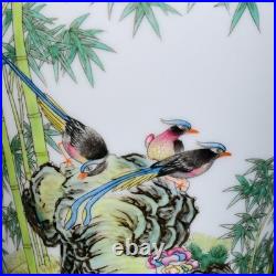 A PAir Collectable Art Hand Painting Famille Rose Porcelain Bird Mei Vase